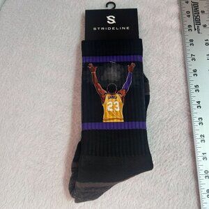 Strideline Lebron Clap Breakdown Crew Socks Black & Purple Stretch New $18